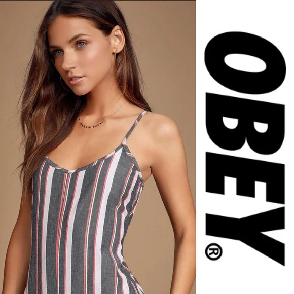 NWT Obey Baja Romper in Navy Multi size Medium - Picture 3 of 5